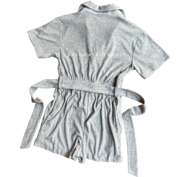 LINE & DOT Sasha Terry Cloth Romper Belted Shorts Grey XS Revolve - Picture 6 of 13